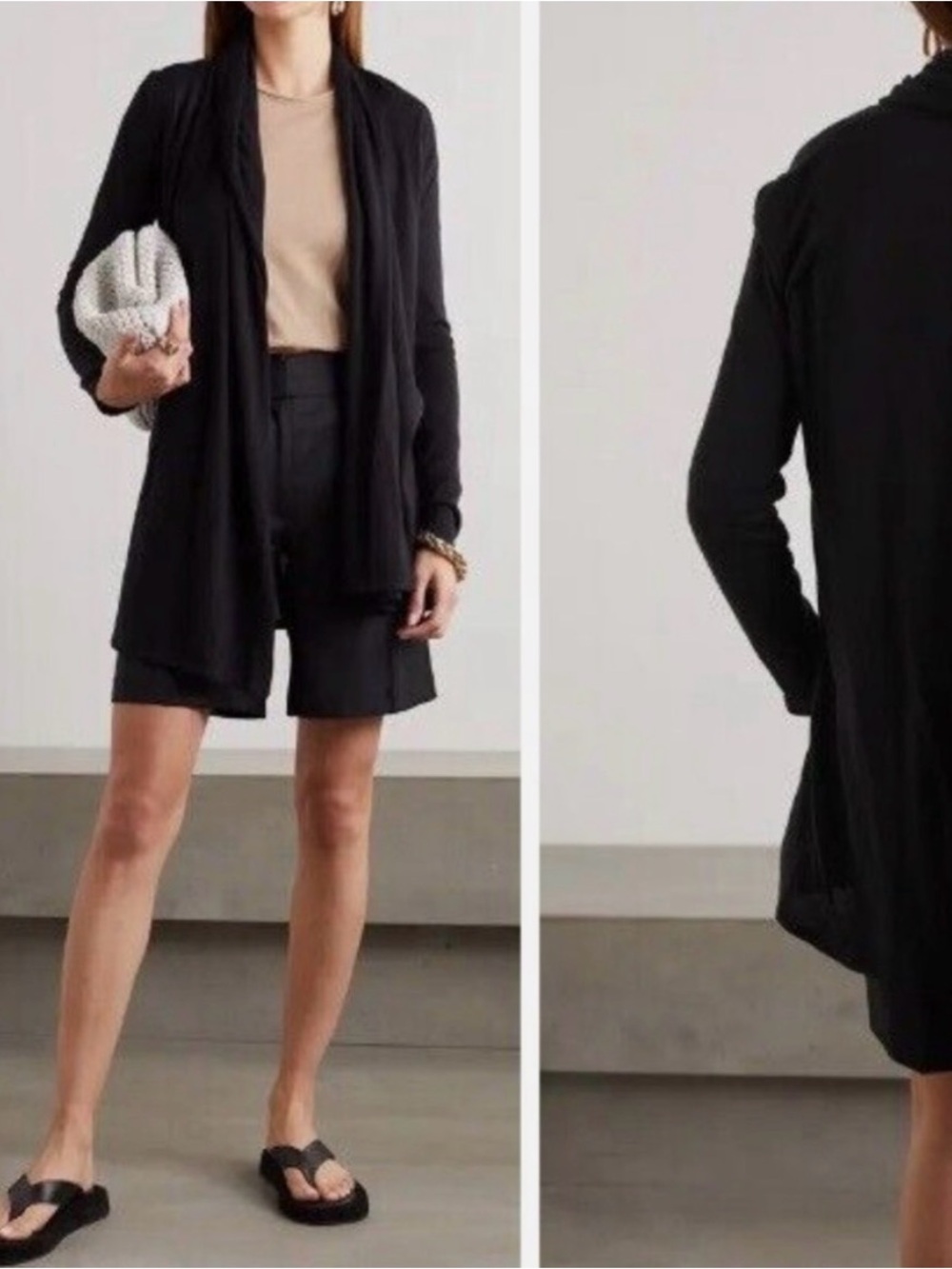 The Row Knightsbridge Stretch-Jersey Longline Shawl Collar Cardigan Black Size S